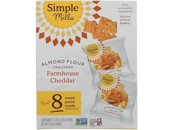 SIMPLE MILLS Cheddar Crackers 8ct 0.8oz