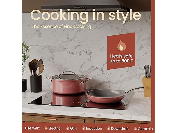 Bakken 12-Piece Aluminum Cookware Set- Pink