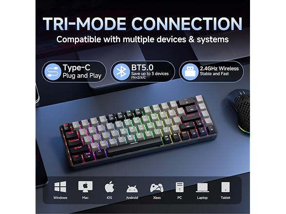 DIERYA DK68 Wireless Keyboard, Black