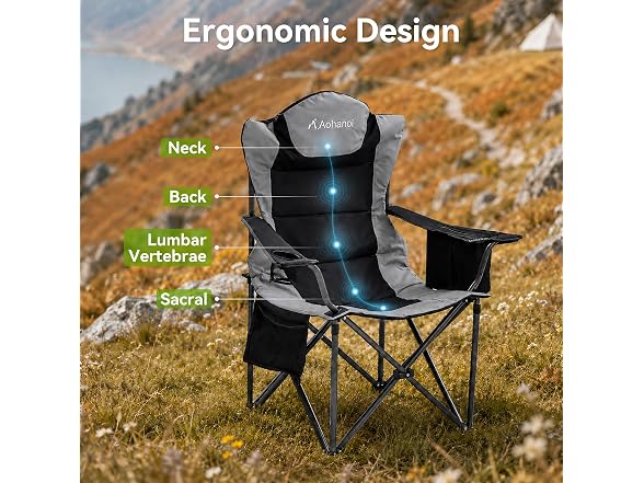 Aohanoi 2 Pack Black/Grey Camping Chairs