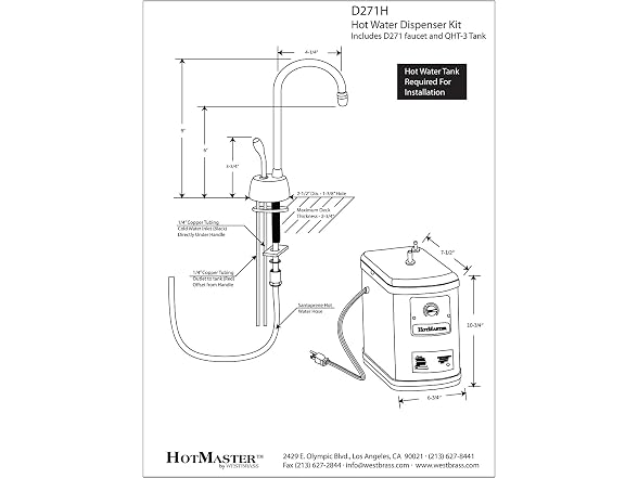 Westbrass D271HFP-26 Velosah 9" 1-Handle Hot Water Dispenser
