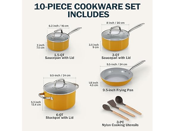 Cook N Home Classic Nonstick Cookware 10 Piece Set