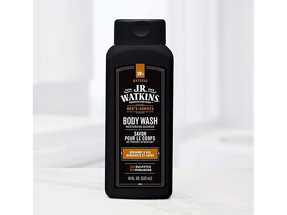 J R Watkins Men's Body Wash, Bergamot & Oak, 18 fl oz (532 ml)