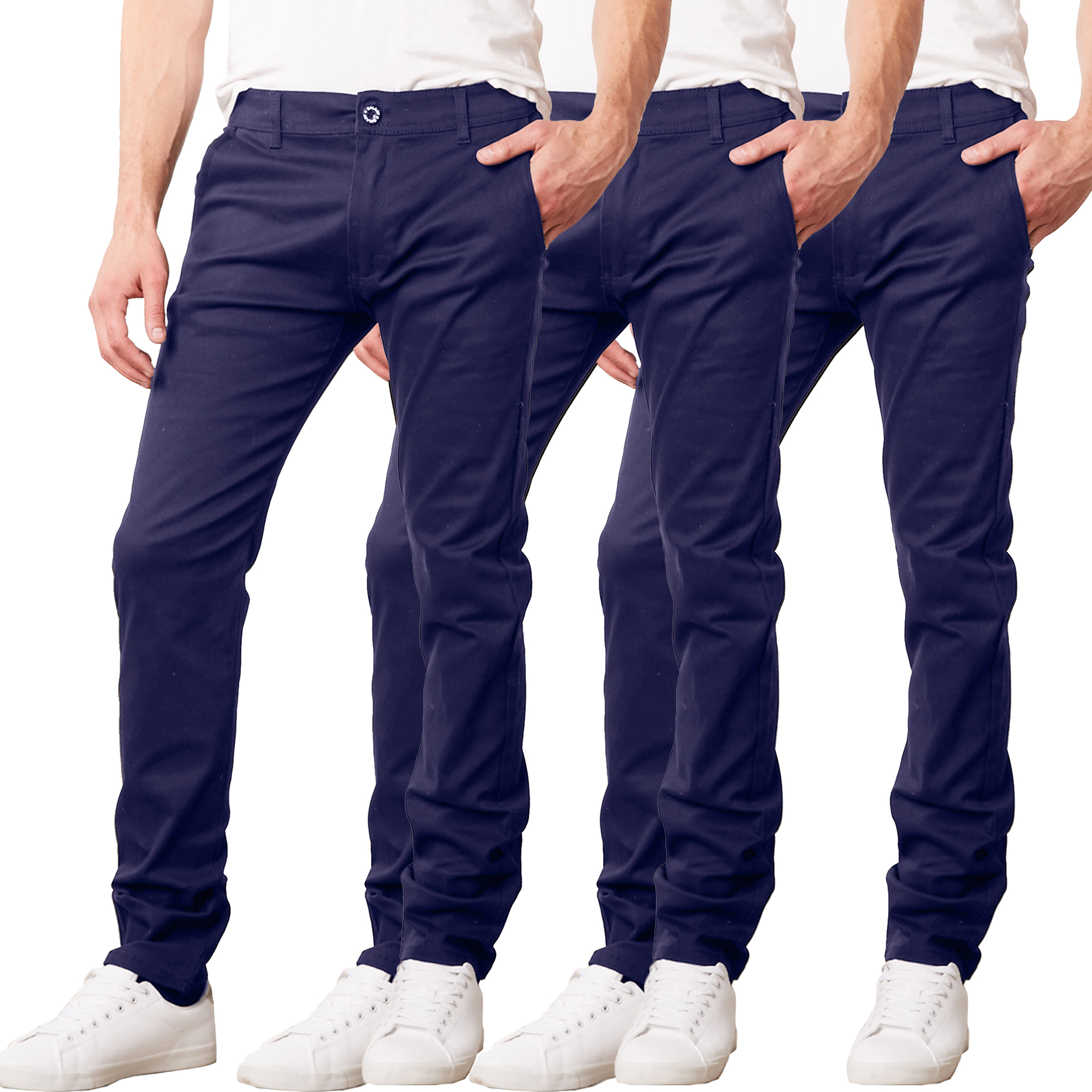 3Pk Mens Flat Front Stretch Chino Pants - Gallery 11