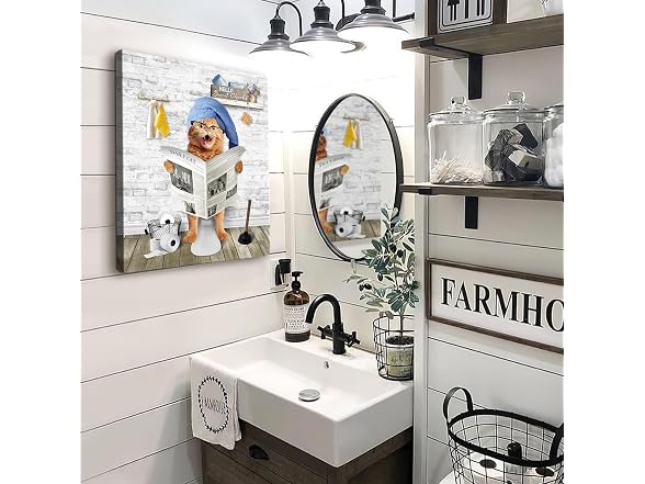 Beabalea Funny Bathroom Decor Wall Art