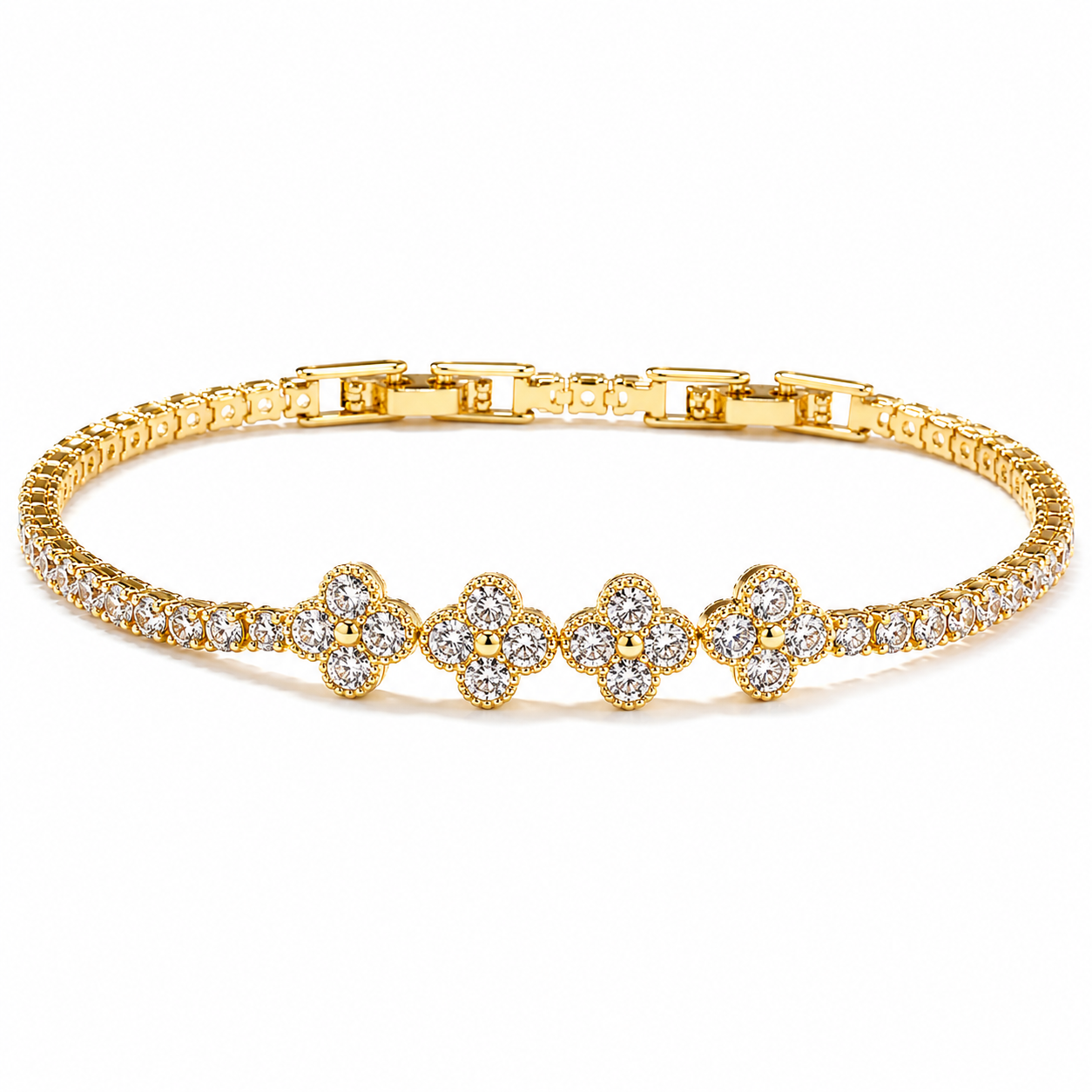 CZ Flower Charm Bracelet - Gallery 22