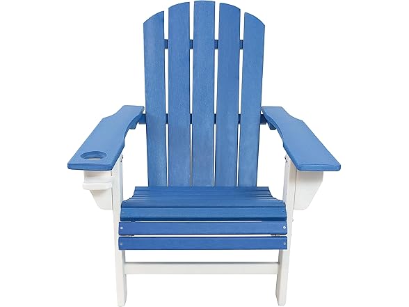 Sunnydaze All-Weather Blue/White Adirondack Chair