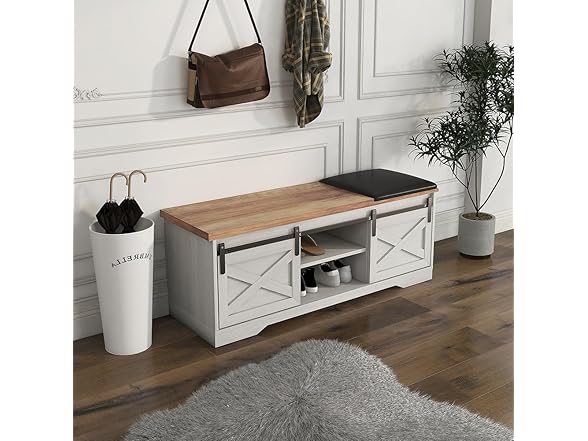 dainslef 2-Tier Entryway Shoe Bench White