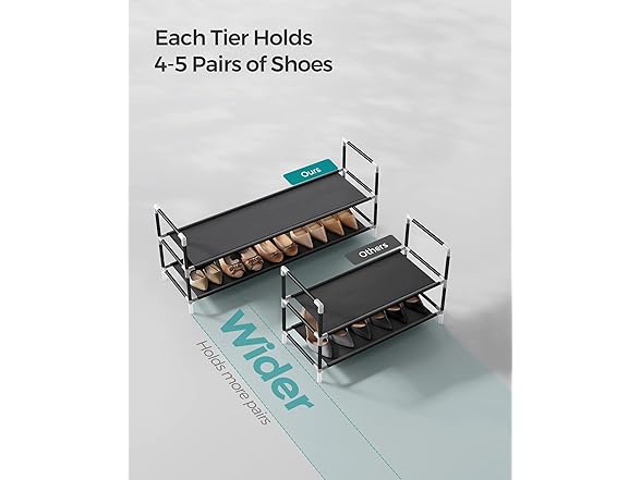 SONGMICS SONGMICS 2-Tier Shoe Rack, Shoe Storage for Ha
