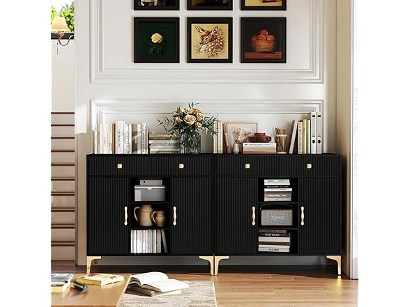 OBEKANN Black Sideboard Buffet Cabinet
