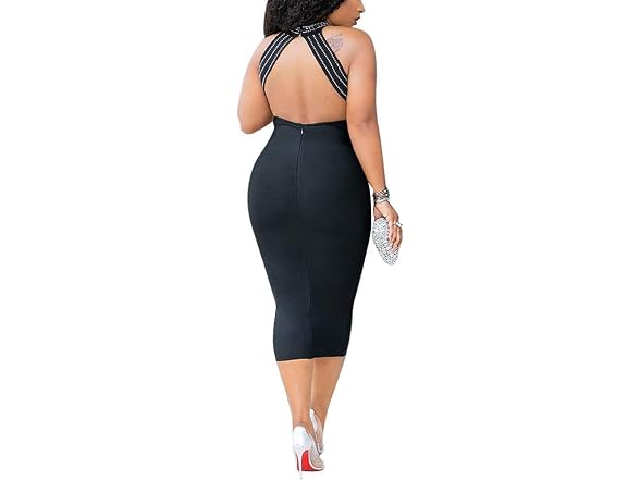 Junboon Women (XL) Sexy Sequins Studded Out Dress