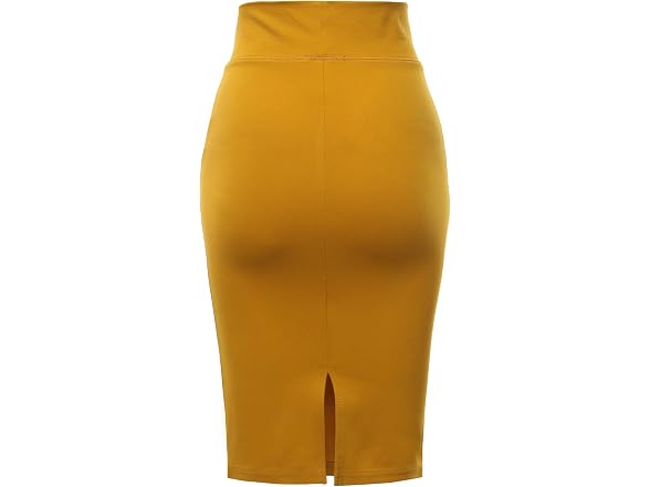 A2Y Women (M) Solid Ponte Knee Length Slit Skirt