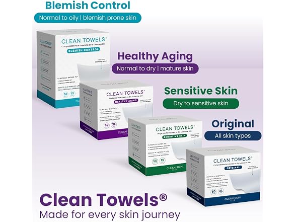 Clean Skin Club Healthy Aging Face Towels 50 Count