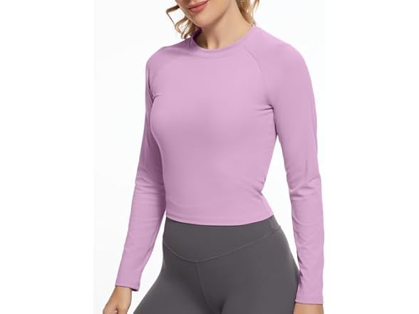 GGOV Womens LS Crop Workout Top (S)