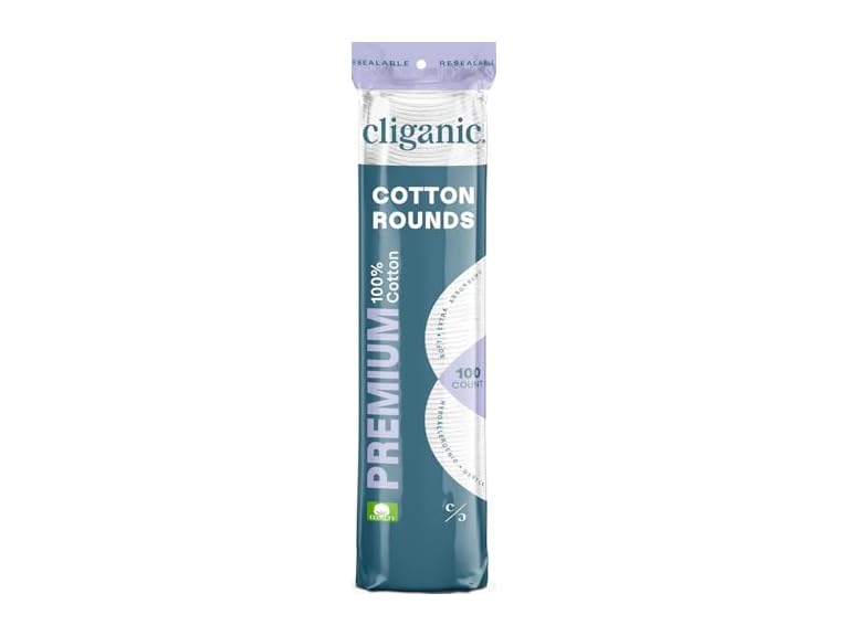 Cliganic Premium Cotton Rounds for Face (100 Count)