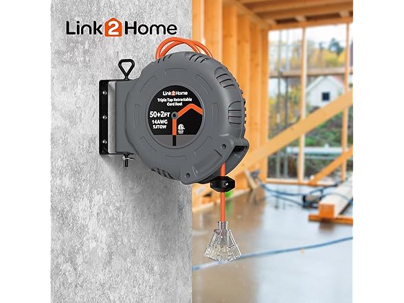 Link2Home 50 Ft. Retractable Extension Cord Reel