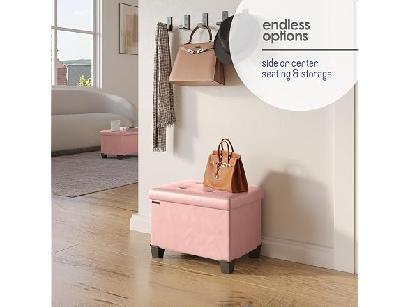 Storage Ottoman Cube Bin 16in Pink