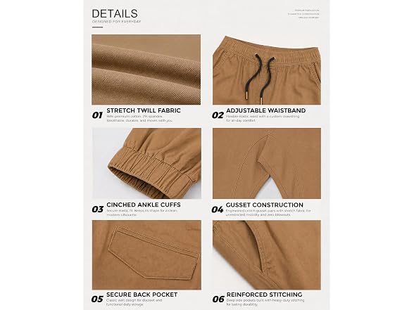 Italymorn Men (XXL) Stretch Chino Joggers Pants