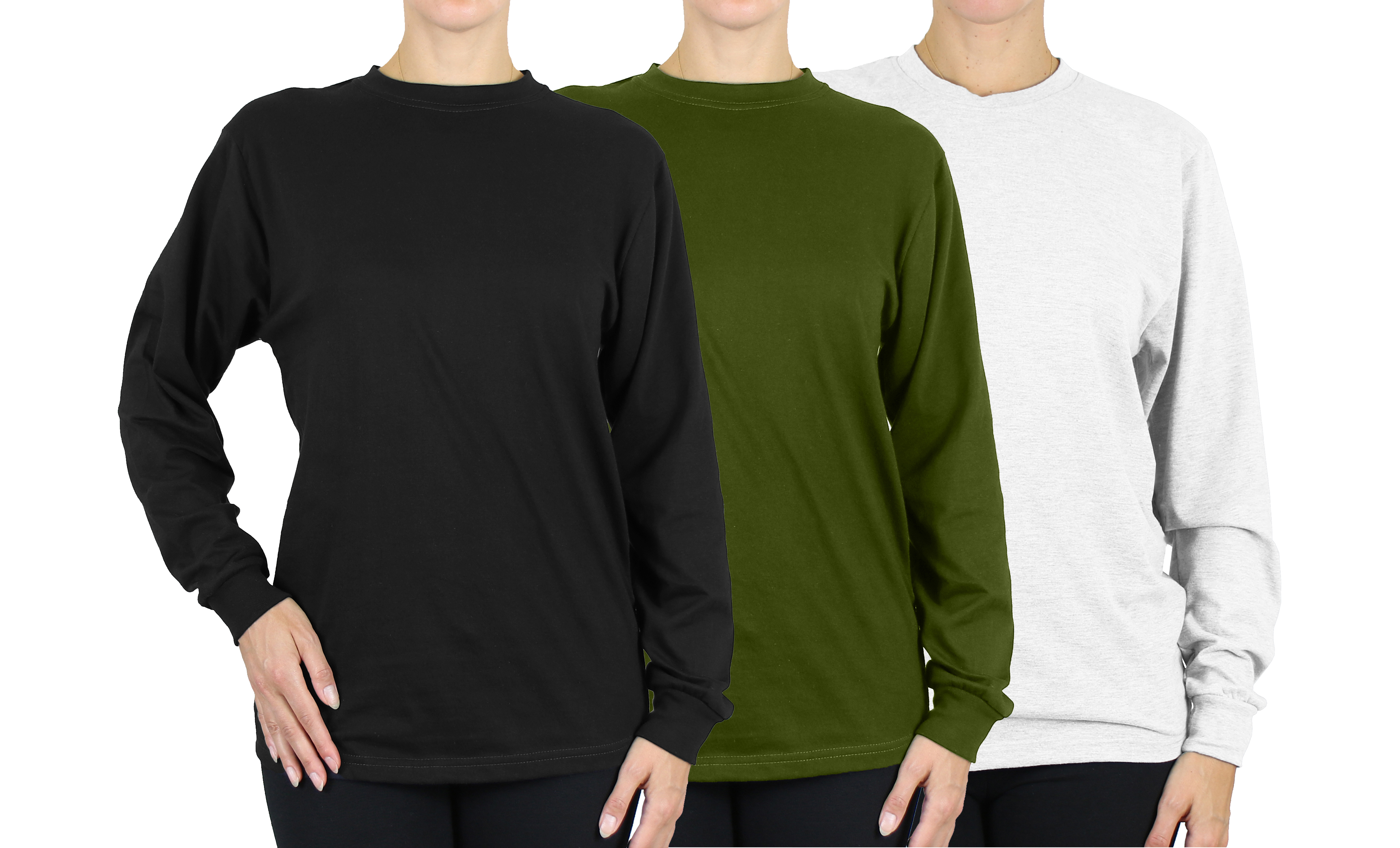 (3 or 6Pk) Womens L/S Loose Fit Solid Shirt - Gallery 17