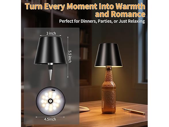 Black Wireless Bottle Lamp
