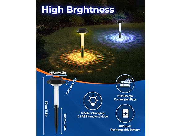 ALEPOD Color Changing Solar Pathway Lights, 8 Pk