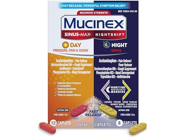 Mucinex Nightshift Sinus Caplets 2Pk