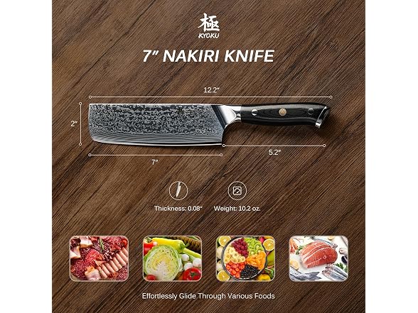 KYOKU 7" Damascus Blade Nakiri Knife