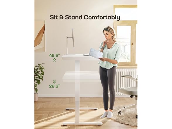 Marsail Standing Desk with Drawer, 48 x 24" White