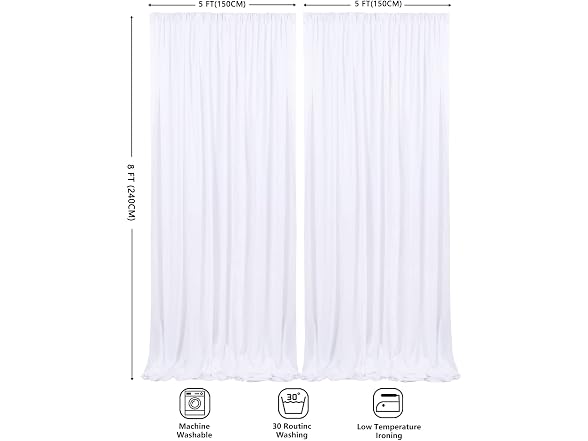 B-COOL White Backdrop Curtains 5ft x 8ft 2pk - Gallery 3