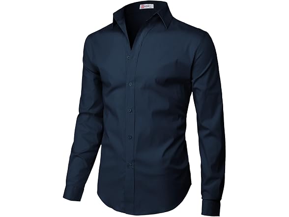 H2H Men (S) Casual Slim Button Down Spandex Shirts