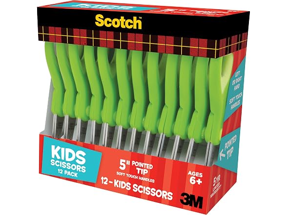Scotch 5-Inch Soft Touch Pointed Kid Scissors