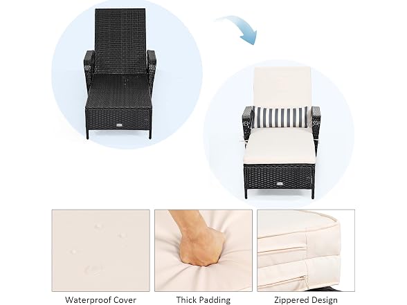 Tangkula Wicker Chaise Lounge Outdoor