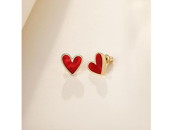 Heart Acrylic Earrings Red