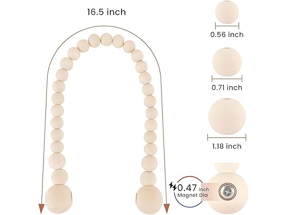 Wooden Bead Curtain Tiebacks 2 Pack