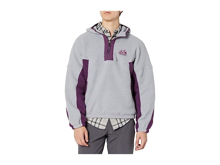 MARMOT Men's Super Aros Fleece Hoody Jacket, Sleet/Purple Fig, Small