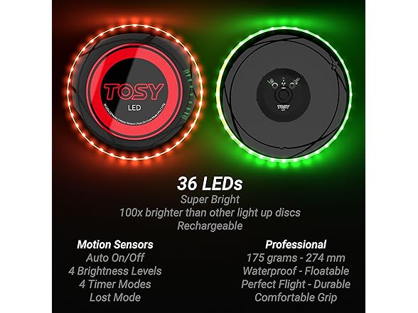 TOSY LED Flying Disc, 175g, Rechargeable