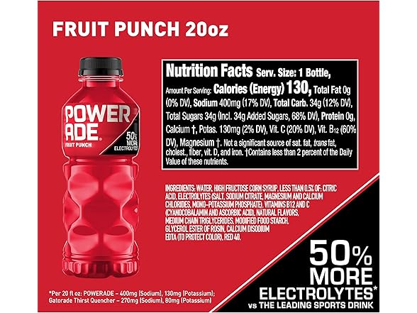8PK Powerade Fruit Punch, Electrolyte Sports Drink