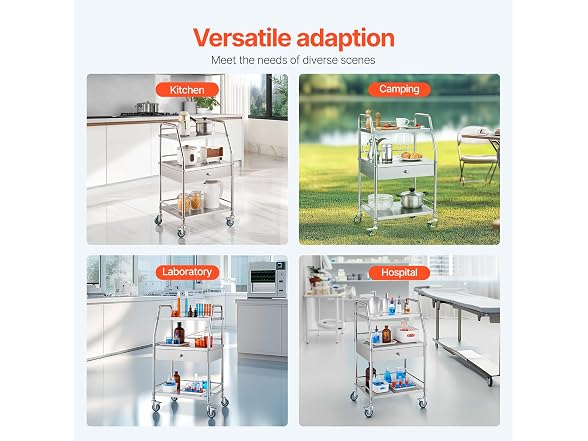 VEVOR Lab Serving Cart, 3 Layers