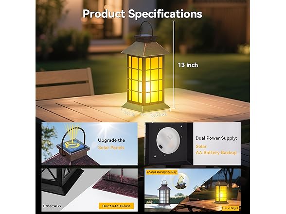 2 Pack 13" Copper Solar Lantern
