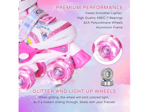 Nattork Adjustable Pink Roller Skates Size S