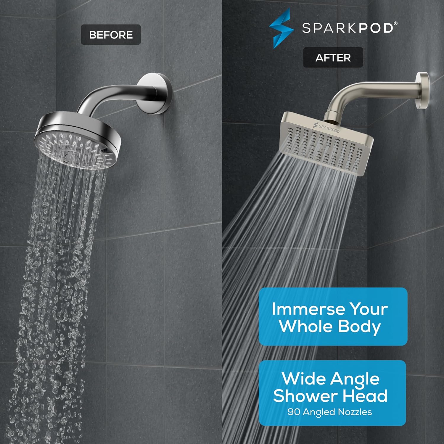 8" Square High Pressure Rain Shower Head - Gallery 14