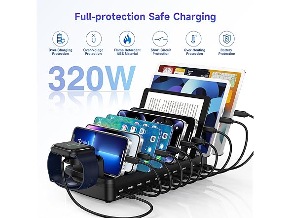 MERGROLY 320W 10-Port Multi-Device Charger