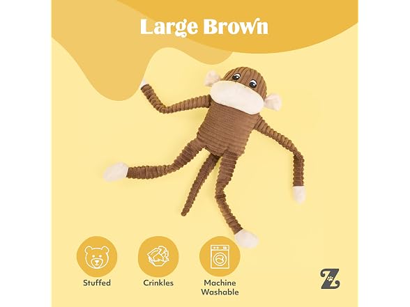 ZippyPaws Crinkle Monkey for Medium-Extra La