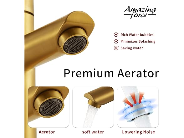 AMAZING FORCE Single Hole Bathroom Faucet, Brushed Gold