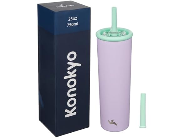 Konokyo 25oz Reusable Iced Coffee Cup with Lid, Purple