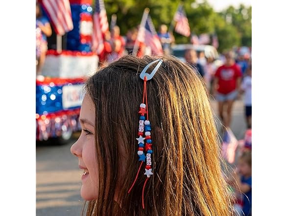 Fun Express 8.5" Patriotic Beaded Snap Hair Clip Craft Kit