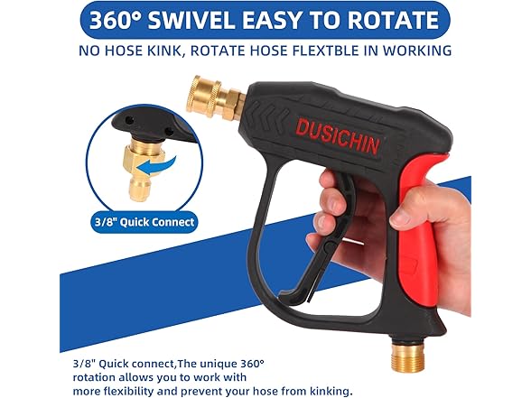 DUSICHIN DUS-022 Short Wand High Pressure Washer Gun 3000 PSI