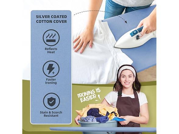 Ironing Board 48" x 18" with Iron Holder, Adjustable