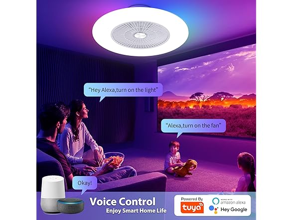 Voice Control Low Profile Ceiling Fan RGB