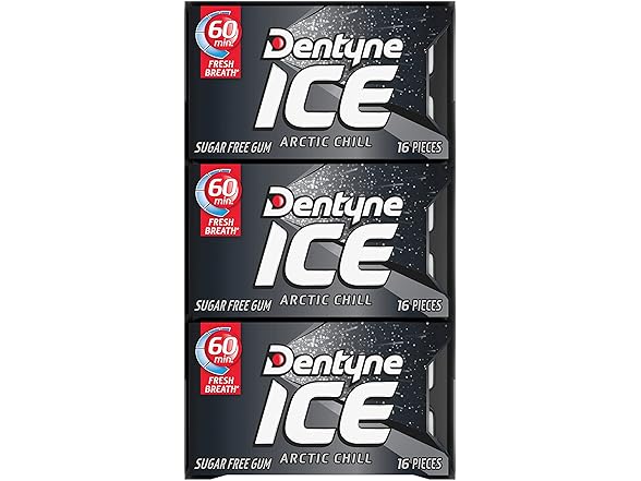 Dentyne Ice Arctic Chill Sugar Free Gum, 9 Packs of 16 Pieces (144 Total Pieces)